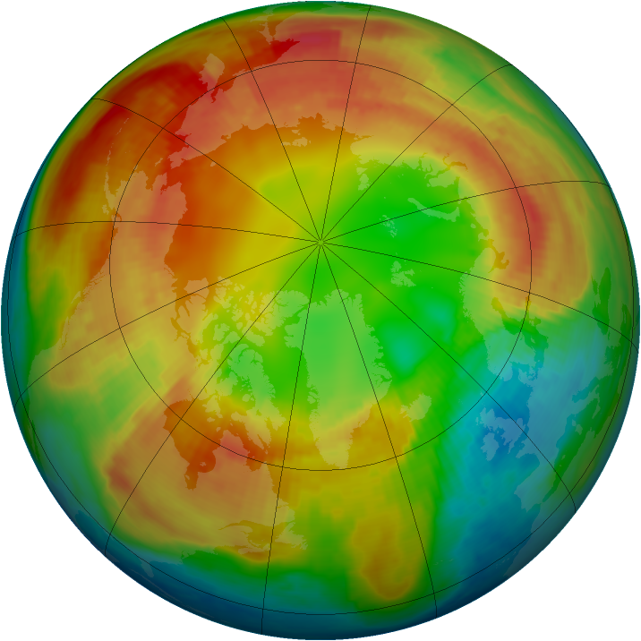 Arctic ozone map for 13 February 1998